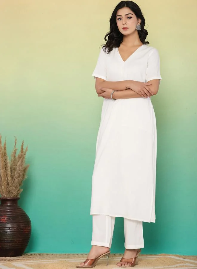 Kasya  White Summer Viscose Co-Ord Set for Women | Best Price UAE
